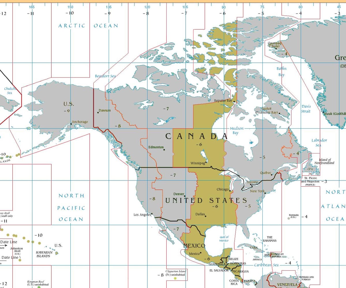 نقشه از بلیز منطقه زمان 
